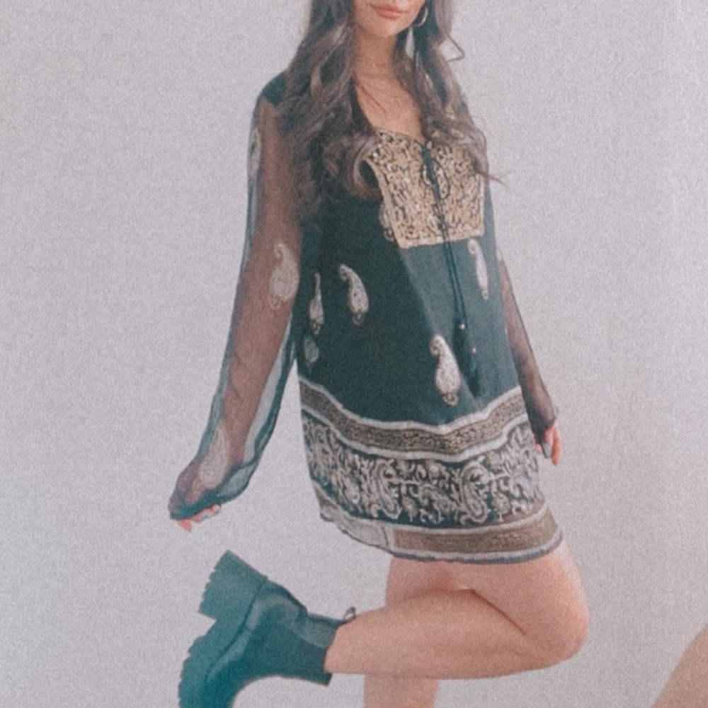 I'd Like a Glass - Boho Vintage Paisley Dress - Picture 3 of 10